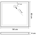 Miniatyrbild 8 av 8: vidaXL Duschkar rektangulärt ABS vit 80x90 cm Vit