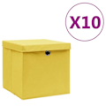 Miniatyrbild 6 av 6: vidaXL Förvaringslådor med lock 10 st 28x28x28 cm gul Gul
