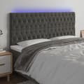 vidaXL Sänggavel LED mörkgrå 180x7x118/128 cm sammet Grå