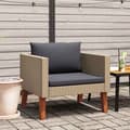 vidaXL Trädgårdsfåtölj med dynor konstrotting beige Beige