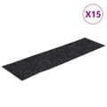 vidaXL Trappmattor självhäftande 15 st 76x20 cm mörkgrå rektangulära grå