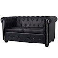 Miniatyrbild 5 av 10: vidaXL Soffset Chesterfield i svart konstläder 2-sitsig + 3-sitsig Svart