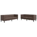 vidaXL Soffgrupp chesterfield 2 delar brun konstläder Brun