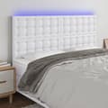 vidaXL Sänggavel LED vit 180x5x118/128 cm konstläder Vit