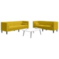 vidaXL Soffgrupp chesterfield 2 delar bolsterkuddar gul sammet Gul