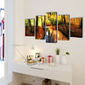 Miniatyrbild 2 av 3: vidaXL Canvastavlor i set Skogsmotiv 200 x 100 cm multifärg