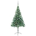 vidaXL Belyst plastgran med kulor 180 cm 564 grenar Grön