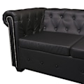 Miniatyrbild 5 av 7: vidaXL 6-sitsig Chesterfield hörnsoffa konstläder svart Svart