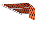 Miniatyrbild 5 av 9: vidaXL Automatisk infällbar markis med rullgardin 4,5x3m orange/brun Orange