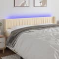 vidaXL Sänggavel LED gräddvit 163x16x78/88 cm tyg Kräm