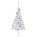 vidaXL Belyst plastgran med kulor 180 cm 620 grenar Vit