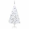 vidaXL Belyst plastgran med kulor vit 180 cm PVC Vit