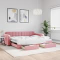 vidaXL Dagbädd utdragbar med lådor rosa 90x200 cm sammet Rosa