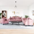 vidaXL Soffgrupp med dynor 3 delar rosa sammet Rosa