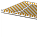 Miniatyrbild 6 av 10: vidaXL Markis med stolpar automatisk infällbar 3,5x2,5 m gul och vit Gul