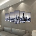 Miniatyrbild 2 av 3: vidaXL Uppsättning väggbonader på duk: New York Skyline 100 x 50 cm multifärg