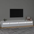 Miniatyrbild 3 av 10: vidaXL Tv-bänk med LED-belysning vit 270x35x40 cm Vit