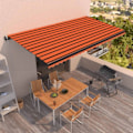 Miniatyrbild 1 av 9: vidaXL Markis automatiskt infällbar 600x350 cm orange och brun Flerfärgsdesign