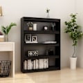 Miniatyrbild 1 av 9: vidaXL Bokhylla/Rumsavdelare svart 100x30x135,5 cm massiv furu Svart