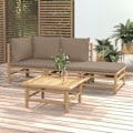 Miniatyrbild 1 av 10: vidaXL Loungegrupp 4 delar taupe dynor bambu Brun