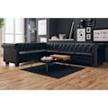 Miniatyrbild 1 av 7: vidaXL 6-sitsig Chesterfield hörnsoffa konstläder svart Svart