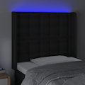 Miniatyrbild 4 av 6: vidaXL Sänggavel LED svart 93x16x118/128 cm konstläder Svart
