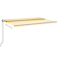 Miniatyrbild 3 av 10: vidaXL Automatisk markis med vindsensor & LED 500x350 cm gul/vit Gul
