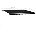 Miniatyrbild 10 av 10: vidaXL Markis med stolpar manuellt infällbar 4,5x3,5 m antracit Antracit