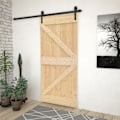 Miniatyrbild 1 av 10: vidaXL Skjutdörr med beslag 80x210 cm massiv furu Brun