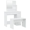 vidaXL Sminkbord set vit högglans 86,5x35x136 cm Vit