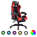 Miniatyrbild 1 av 10: vidaXL Gamingstol med RGB LED-lampor röd och svart konstläder multifärg