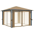 Miniatyrbild 3 av 8: vidaXL Paviljong med draperier 300x300 cm taupe aluminium Taupe
