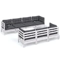 Miniatyrbild 2 av 10: vidaXL Loungegrupp med dynor 8 delar massiv furu Vit