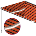 Miniatyrbild 5 av 9: vidaXL Automatisk markis m. vindsensor rullgardin LED 4x3m orange/brun Orange