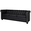 Miniatyrbild 3 av 10: vidaXL Soffset Chesterfield i svart konstläder 2-sitsig + 3-sitsig Svart