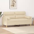 vidaXL 2-sits soffa med prydnadskuddar gräddvit 140 cm tyg Kräm