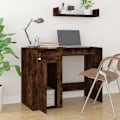 Miniatyrbild 3 av 10: vidaXL Skrivbord rökfärgad ek 100x49x75 cm konstruerat trä Brun