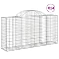 vidaXL Gabioner bågformade 14 st 200x50x100/120 cm galvaniserat järn Silver