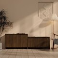 Miniatyrbild 1 av 9: vidaXL TV-bänk brun ek 146,5x35x50 cm konstruerat trä Brun