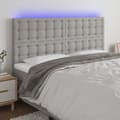 vidaXL Sänggavel LED ljusgrå 200x5x118/128 cm tyg Grå