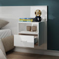 Miniatyrbild 3 av 8: vidaXL Väggmonterat sängbord vit högglans Vit