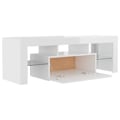 Miniatyrbild 4 av 10: vidaXL TV-bänk med LED-belysning vit högglans 120x35x40 cm Vit