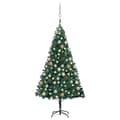 vidaXL Belyst plastgran med kulor grön 120 cm PVC Grön