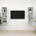 Miniatyrbild 5 av 5: vidaXL Väggmonterade tv-skåp 2 st vit högglans konstruerat trä Vit