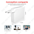 Miniatyrbild 4 av 4: TD Laddare T Typ Strömadapter 16,5V 3,65A 60W Snabbladdning MagSafe 2 för A1425 A1502 bärbar datorladdare