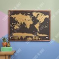 Miniatyrbild 4 av 4: Dekorativ målning - TD® - Världskarta - Kopparfärgad - 82.5cm x 59.5cm - Stort format Koppar