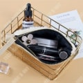 Miniatyrbillede 3 af 4: TD® Farver matchende mode pels lynlås kosmetisk taske PU retro behagelig håndvask opbevaring kosmetisk taske