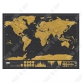 Miniatyrbild 1 av 4: TD® Scratch Map/ Dekoration, Large Gold & Black Scratch Map/ World Scratch Map Black