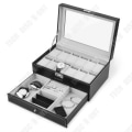 Miniatyrbild 2 av 4: TD® klockbox väska herr dam läder förvaring display box förstklassig elegant utsökt flanell metallglans