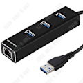 Miniatyrbillede 3 af 4: USB-hub - TD® - Hub 3.0 - 3 porte - Ethernet RJ45 - Hurtig overførsel